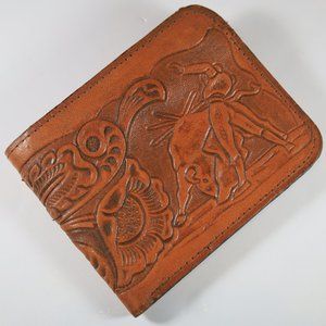 Beautiful Vintage Hand Carved Leather Wallet MENS